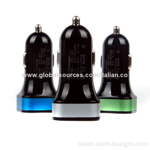 Universal dual USB car charger, output 5V 2.1A for smartphone